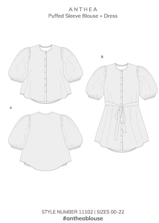 Anthea Puffed Sleeve Blouse + Dress. Style number | Sizes - #antheablouse